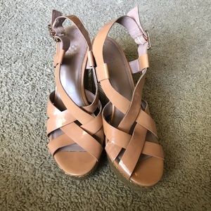 Vince Camuto Nude Patent Leather Wedges